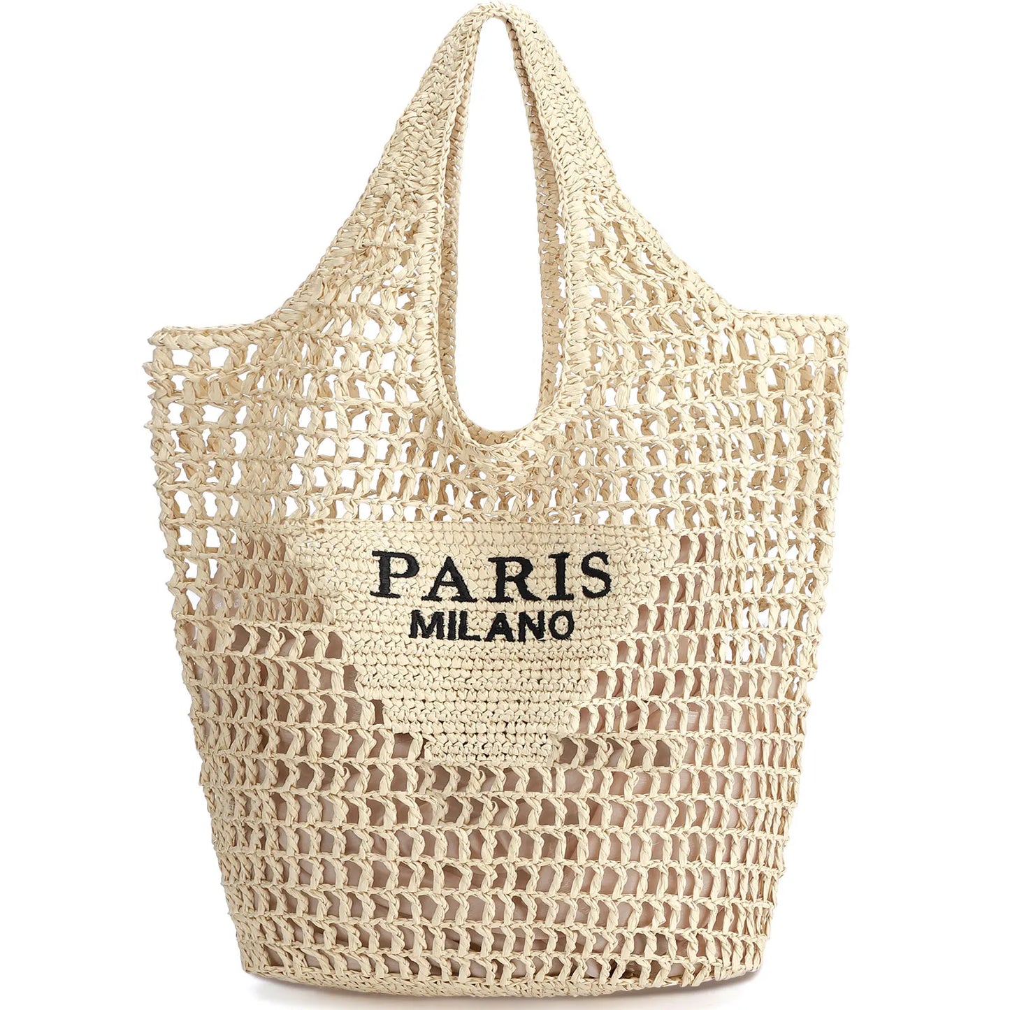 Straw Beach Tote Bag for Women Handmade Woven Mesh Bag