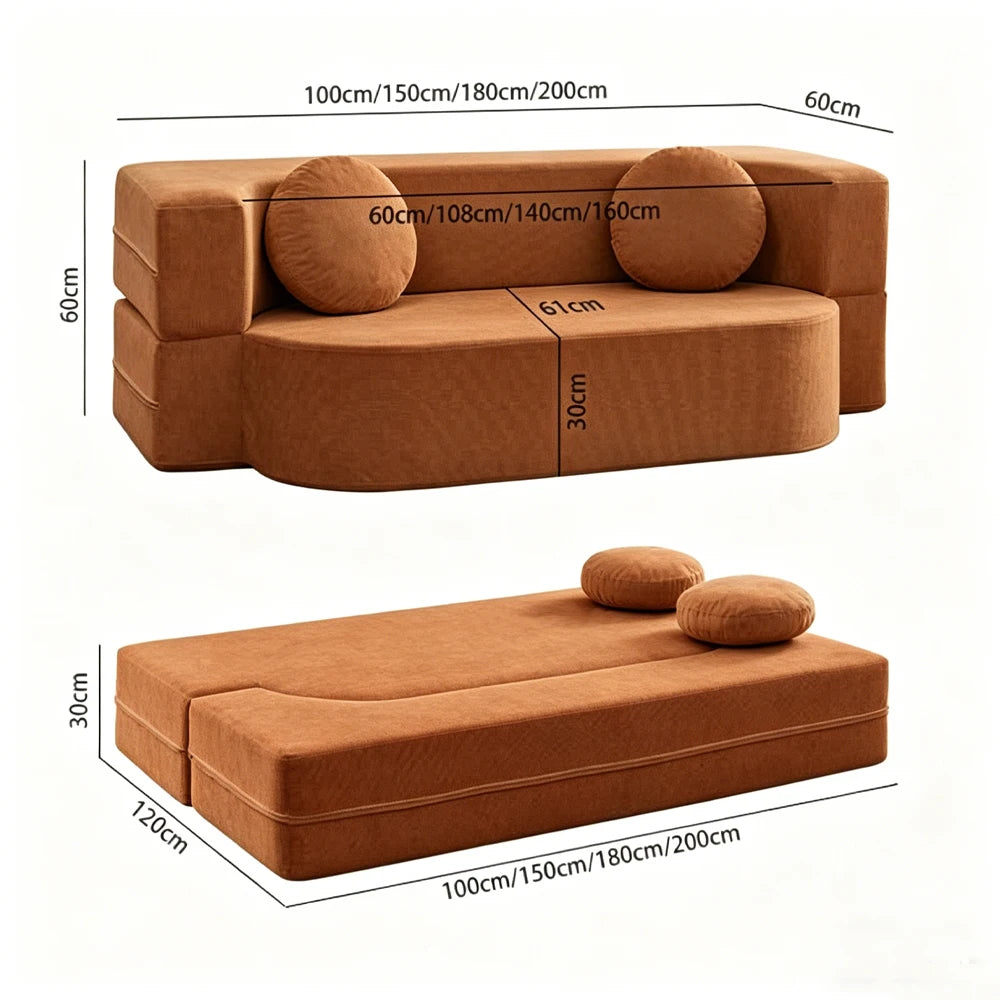Folding Sofa Bed Dual Use Modular Sofa for Living Room
