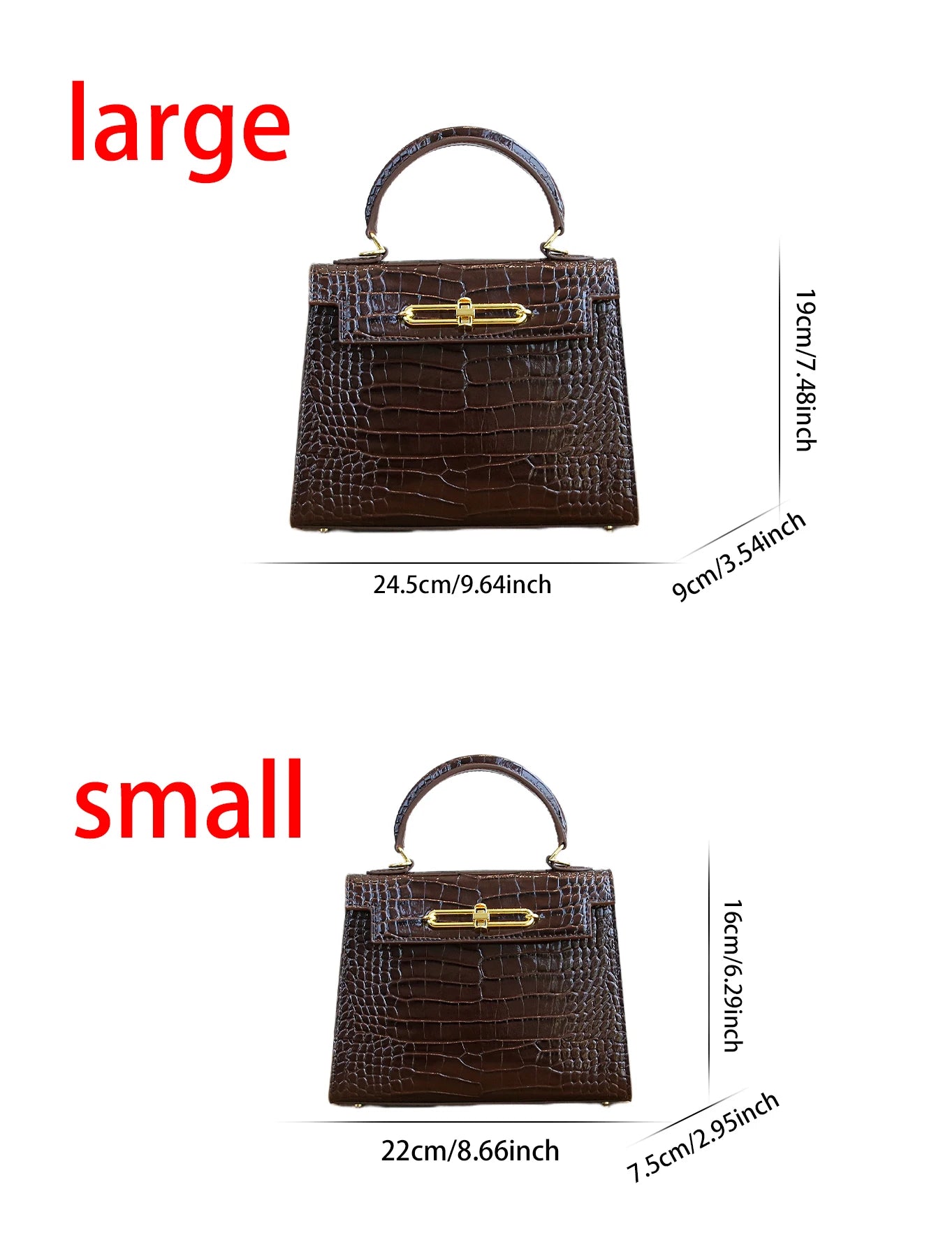 NONECN Crocodile Pattern Leather Handbag For Women Office Work