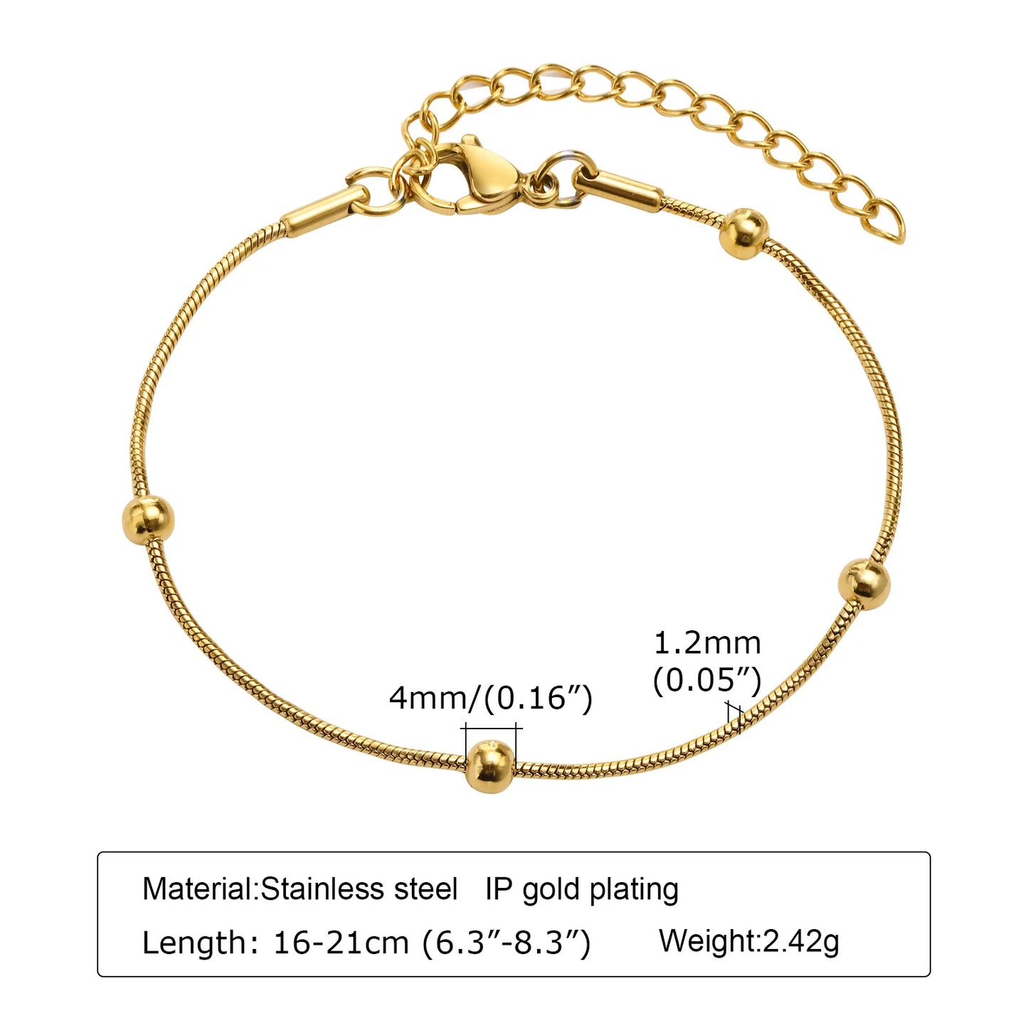 Stainless Steel Thin Chain Stackable Bracelet For Women