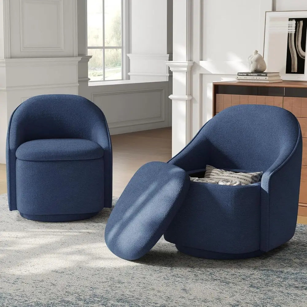 Swivel Accent Chair Set Chenille Barrel Chairs With Storage