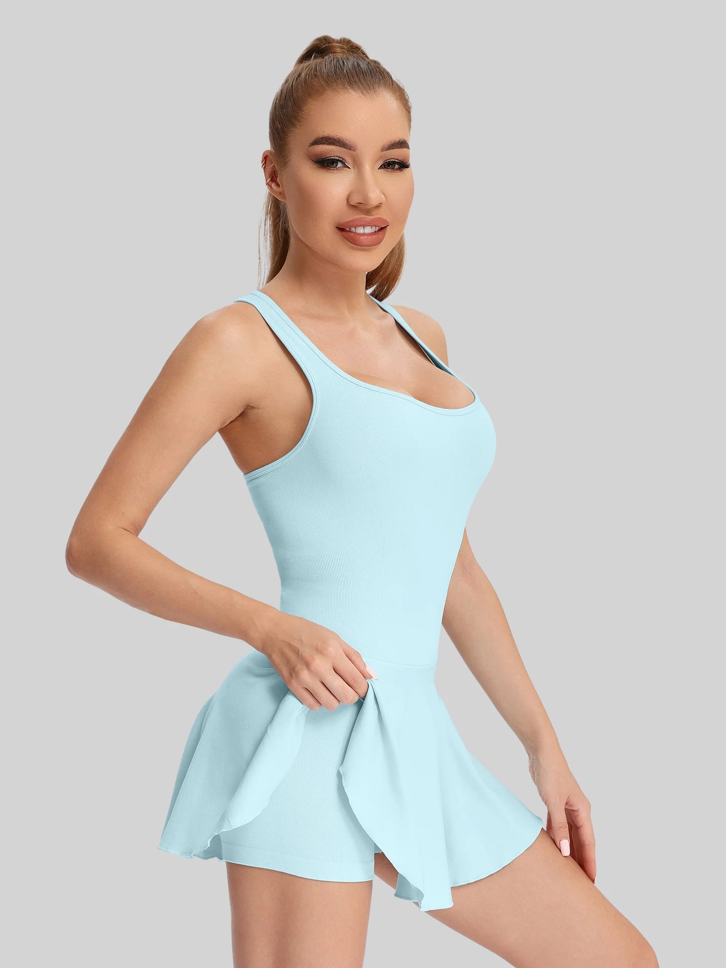 Halter Neck Tennis Dress Skort Set For Women Sportswear