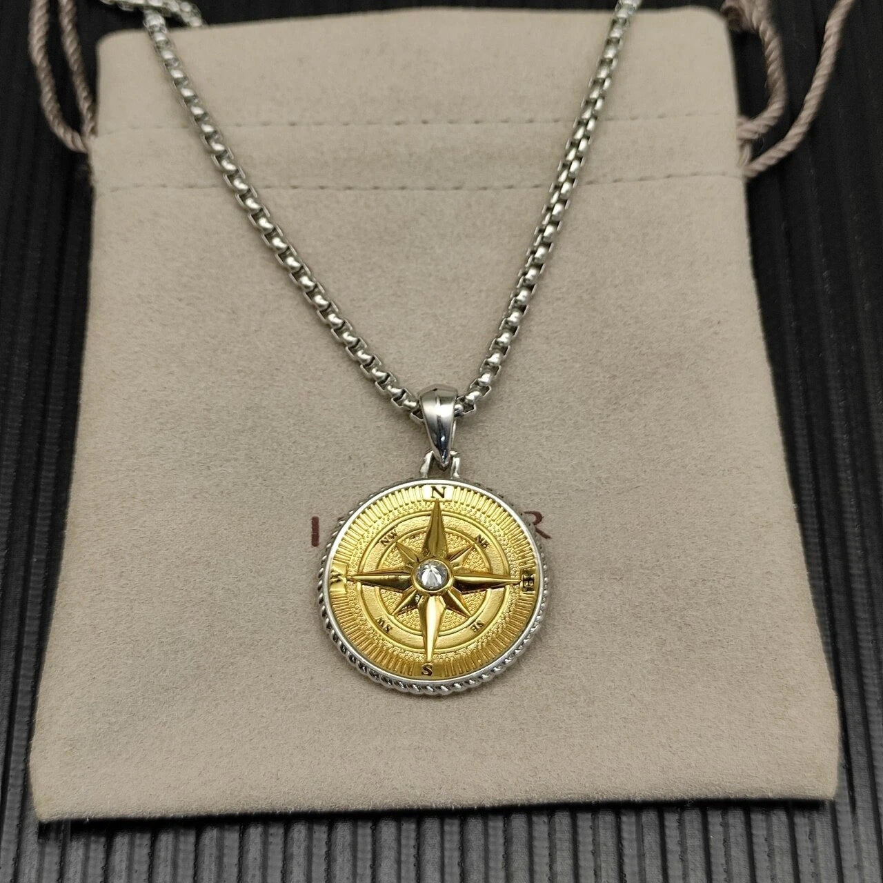 Unisex Multi-Chain Serrated Zircon Necklace Pendant