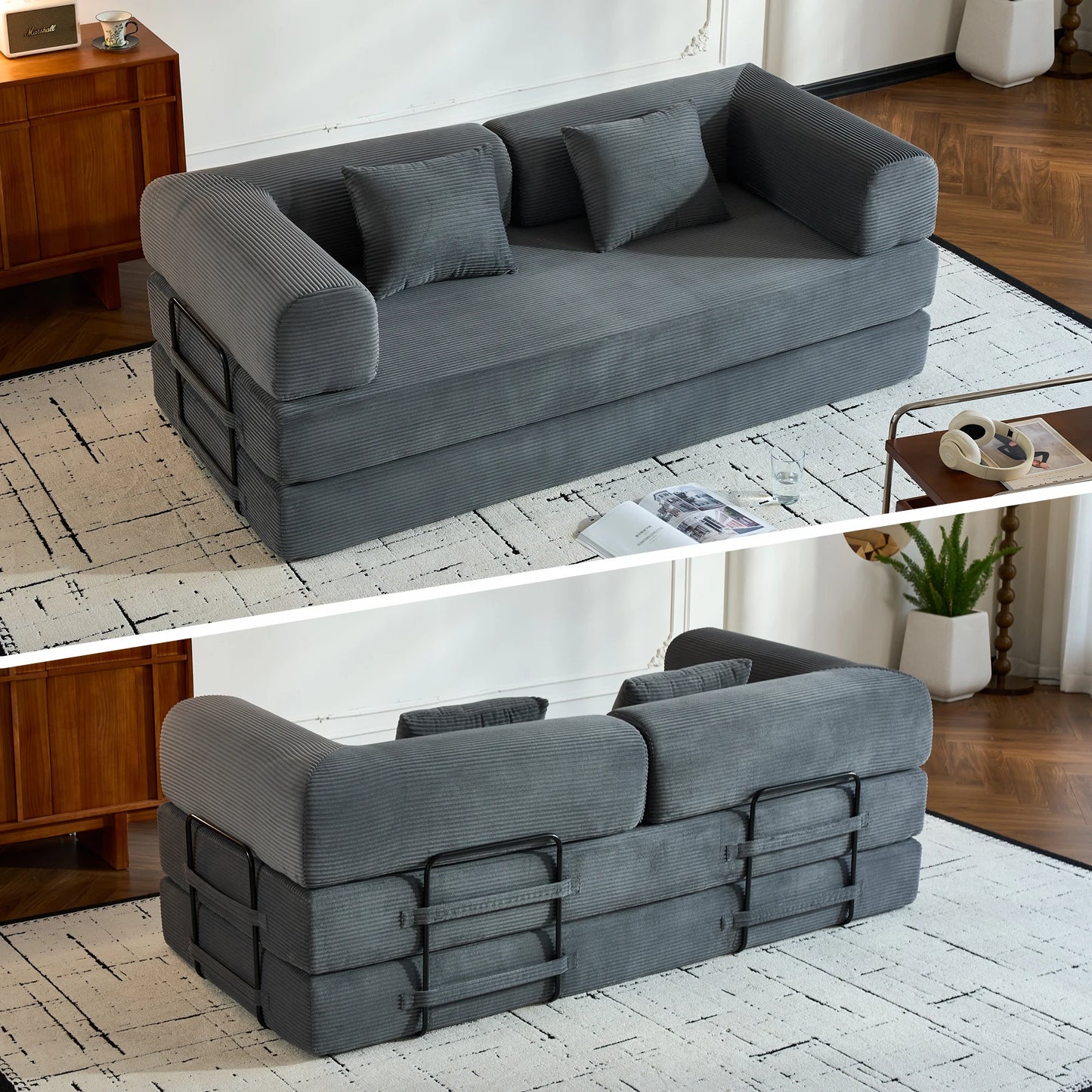 THOLASIS Folding Convertible Sofa Bed Futon For Small Spaces