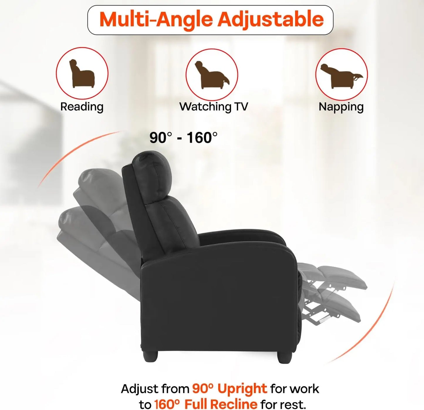 Massage Recliner Sofa L-Shaped With Lumbar Support And Adjustable Backrest