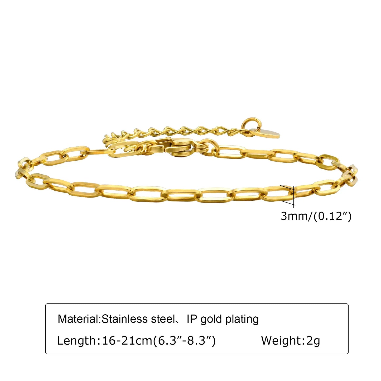 Stainless Steel Thin Chain Stackable Bracelet For Women