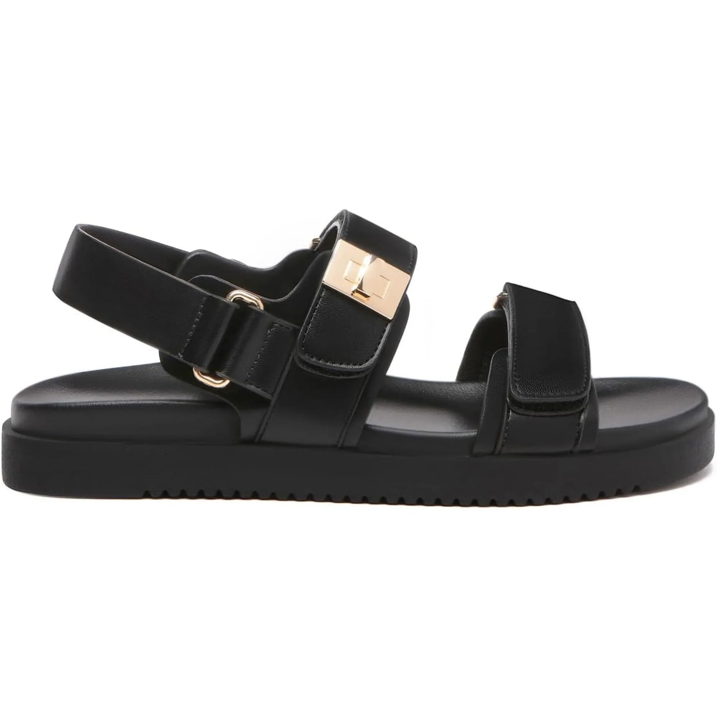 Women's Leather Flat Sandals With Adjustable Double Straps