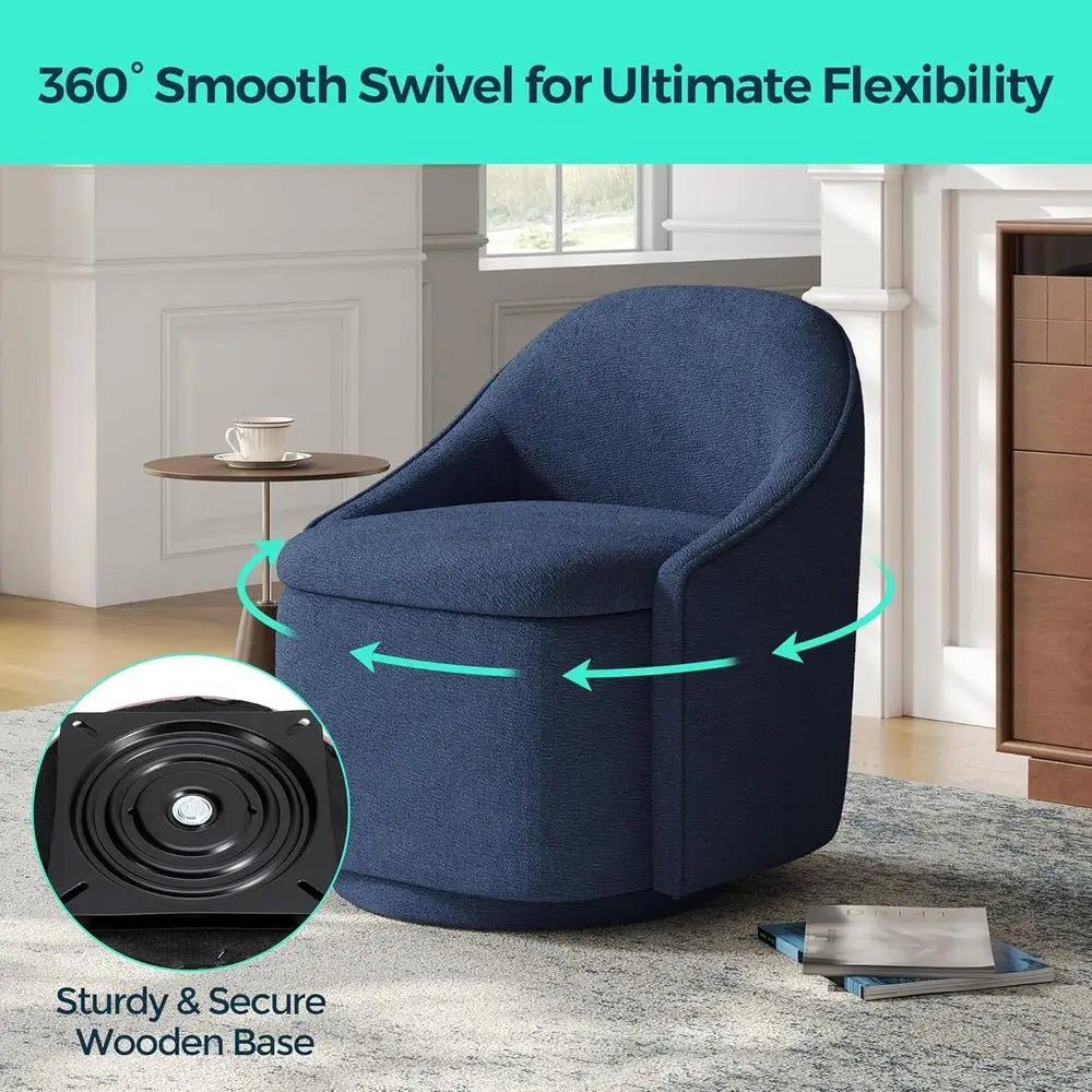 Swivel Accent Chair Set Chenille Barrel Chairs With Storage