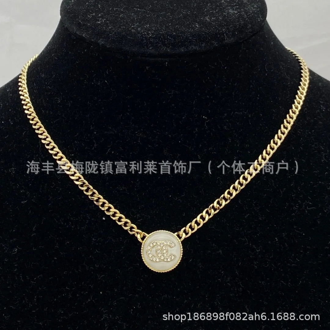 NONECN Pearl Necklace Diamond Encrusted Zircon Choker Chain
