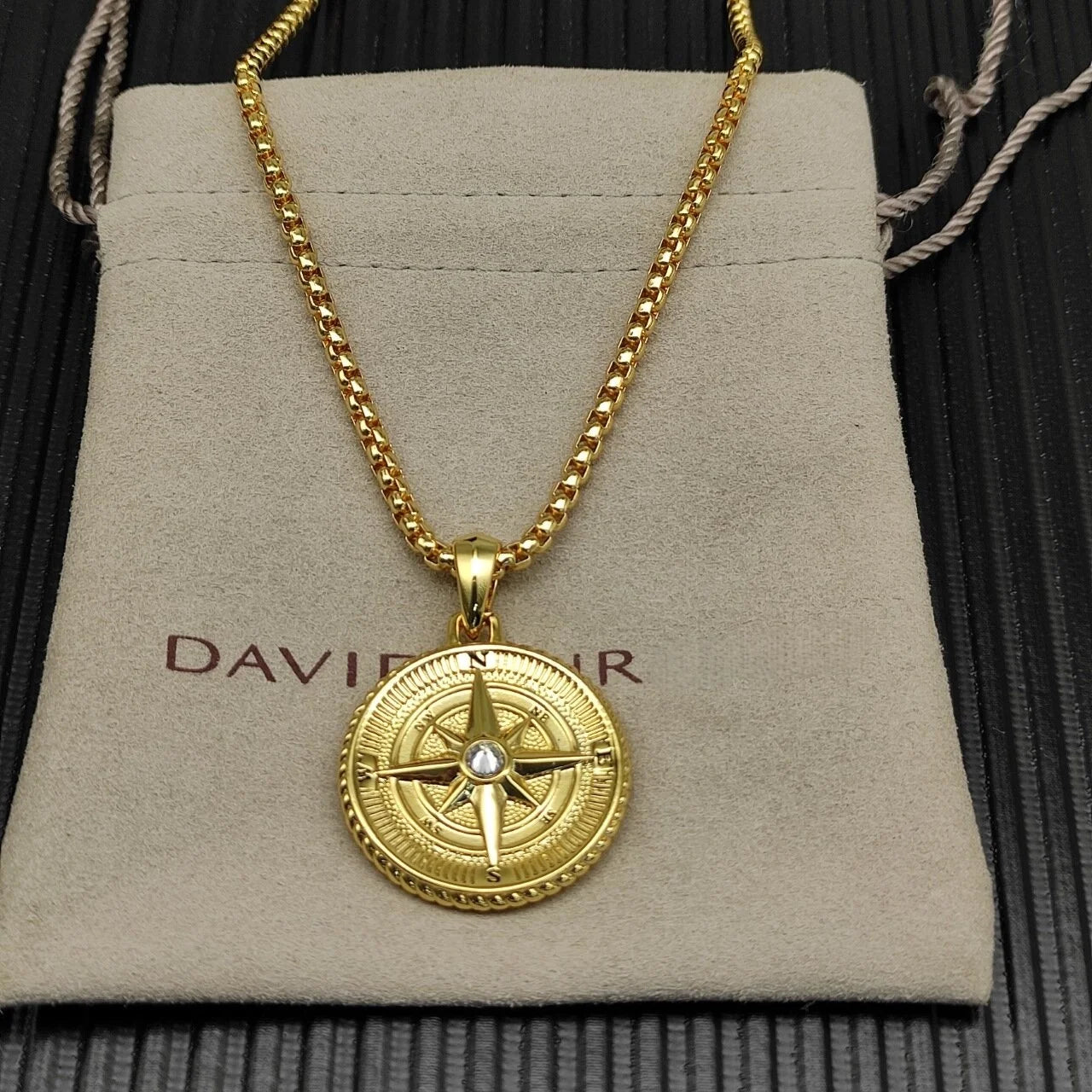 Unisex Multi-Chain Serrated Zircon Necklace Pendant