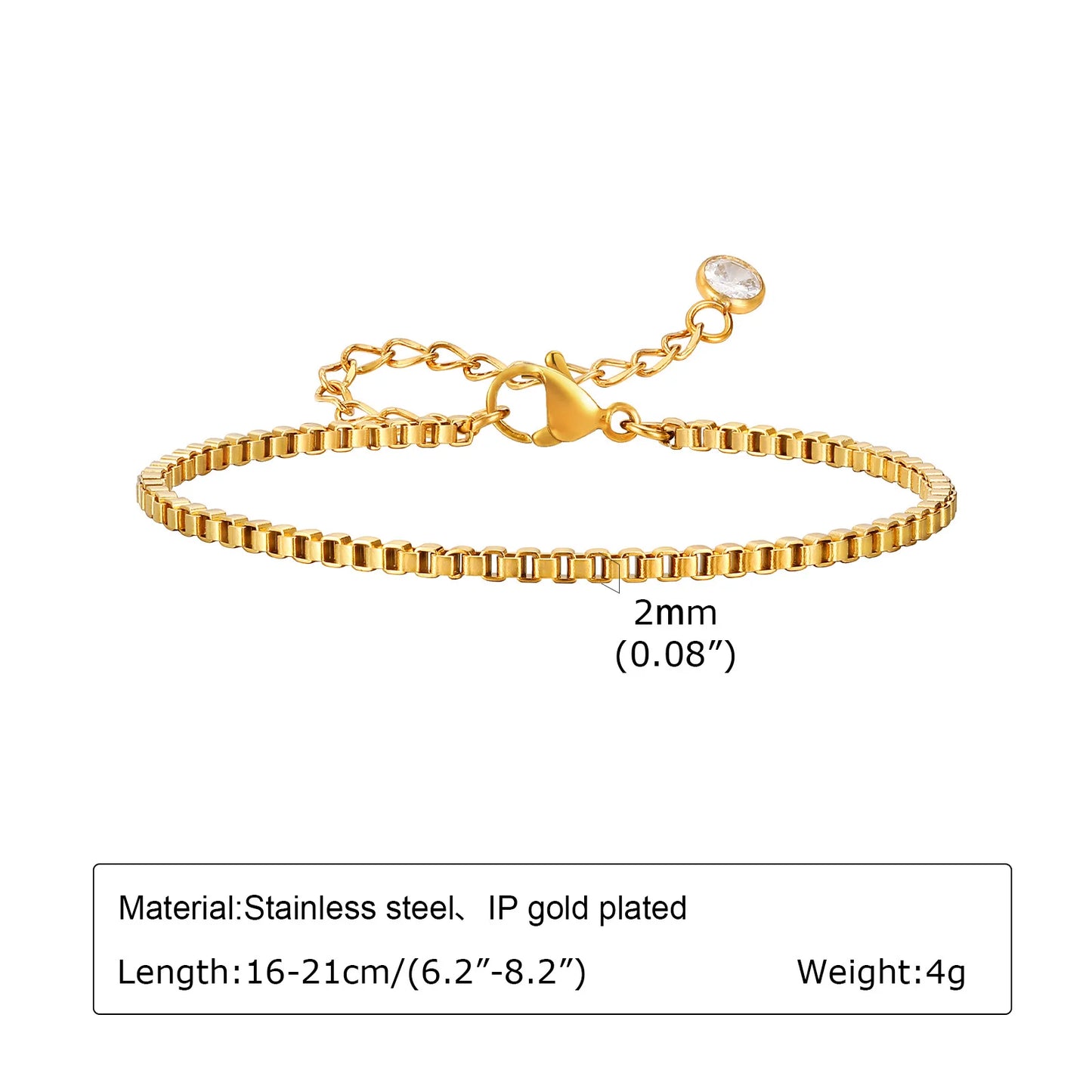 Stainless Steel Thin Chain Stackable Bracelet For Women