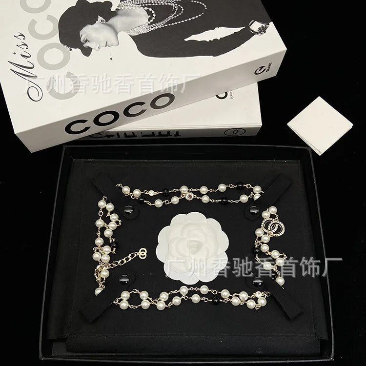 Zircon Pearl Square Diamond Chain Necklace For Women