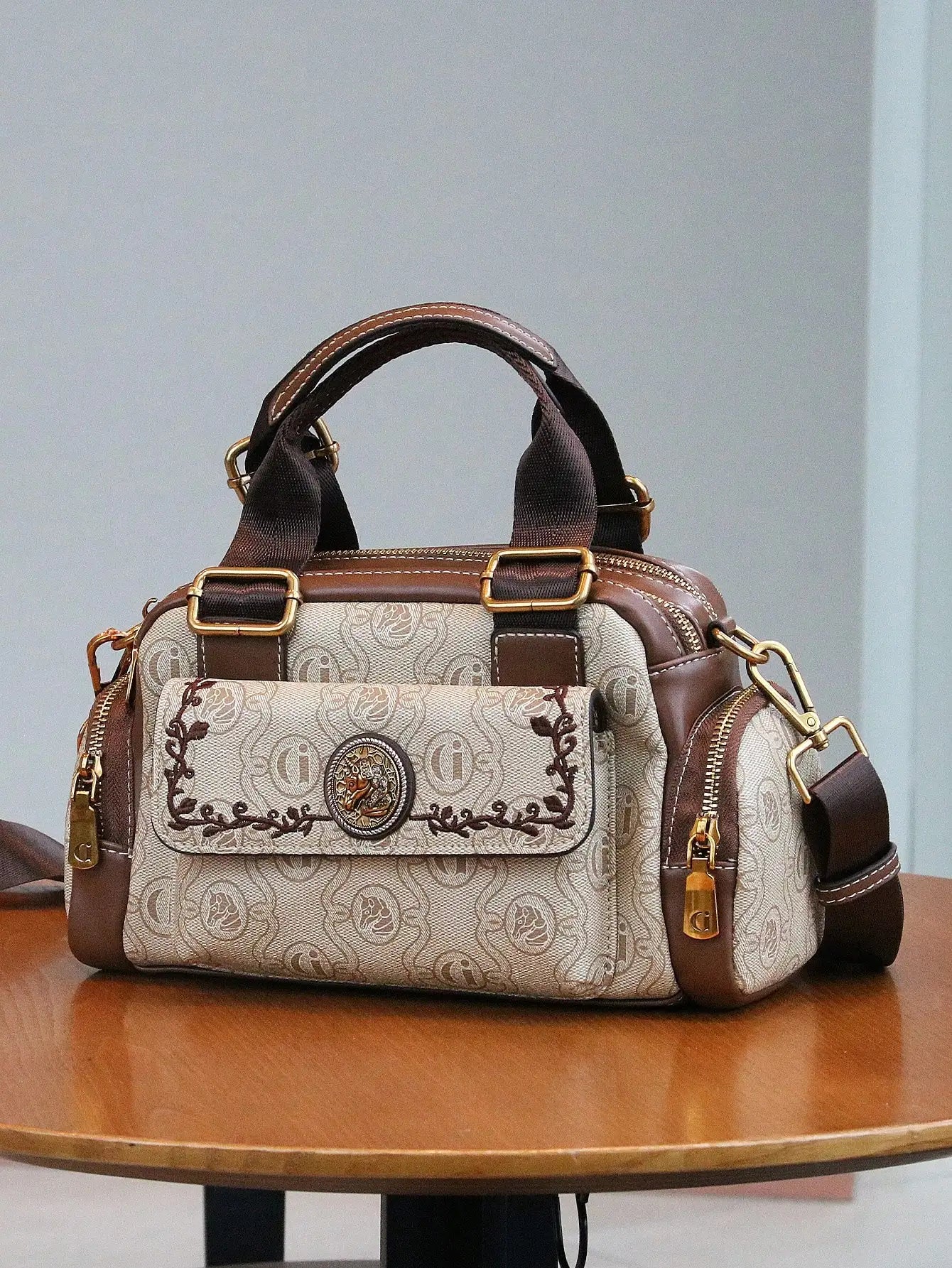 NONECN Joker Multi Pocket Handbag for Women Leather Bag