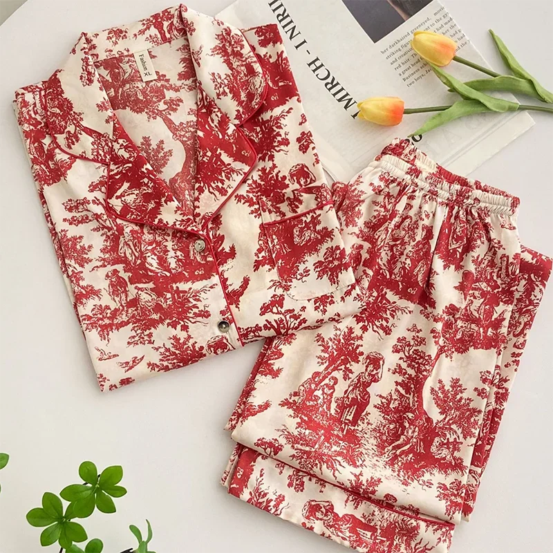 Floral Satin Pajama Set For Women Sleepwear Lounge Wear