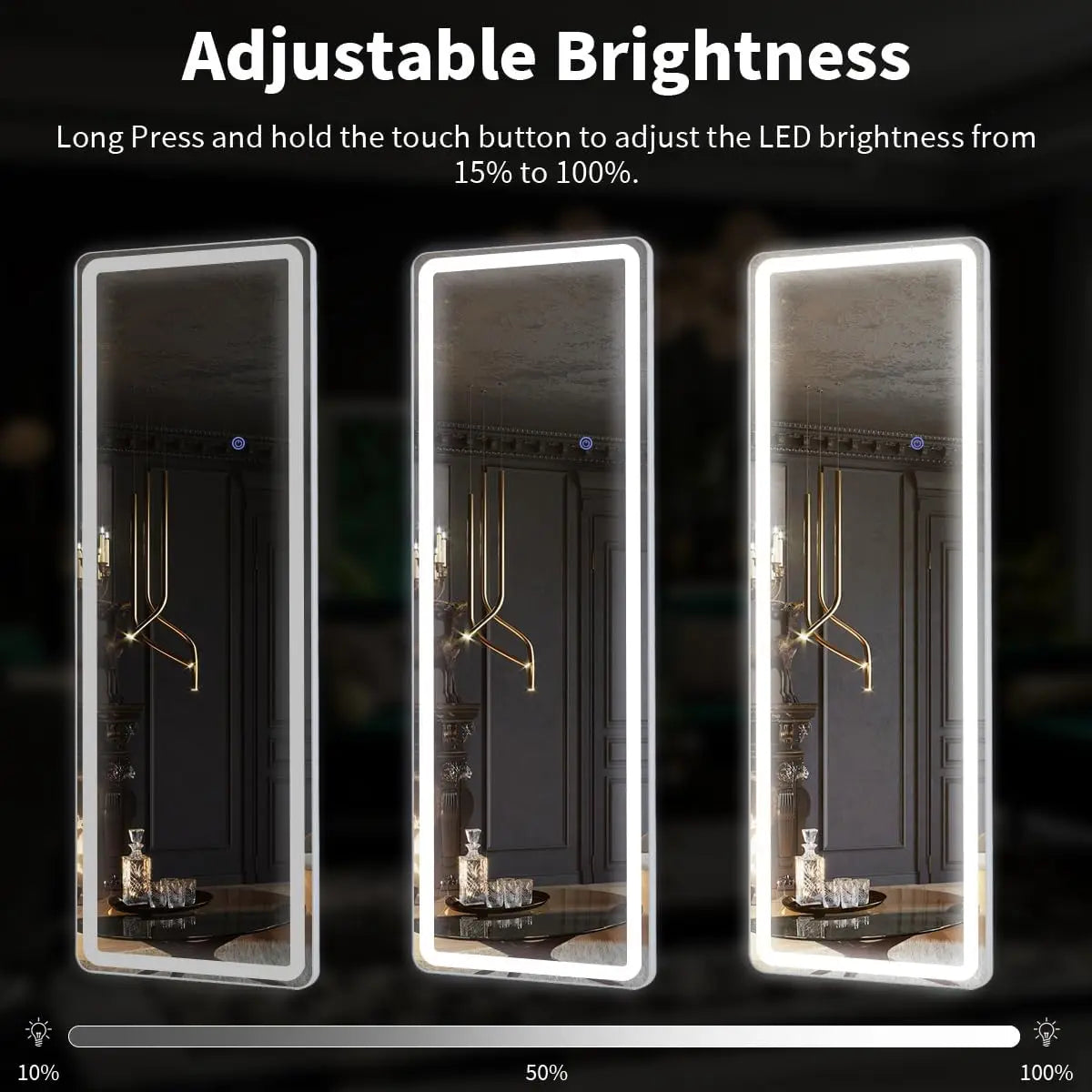 Koonmi LED Lighted Full Length Mirror With Dimming
