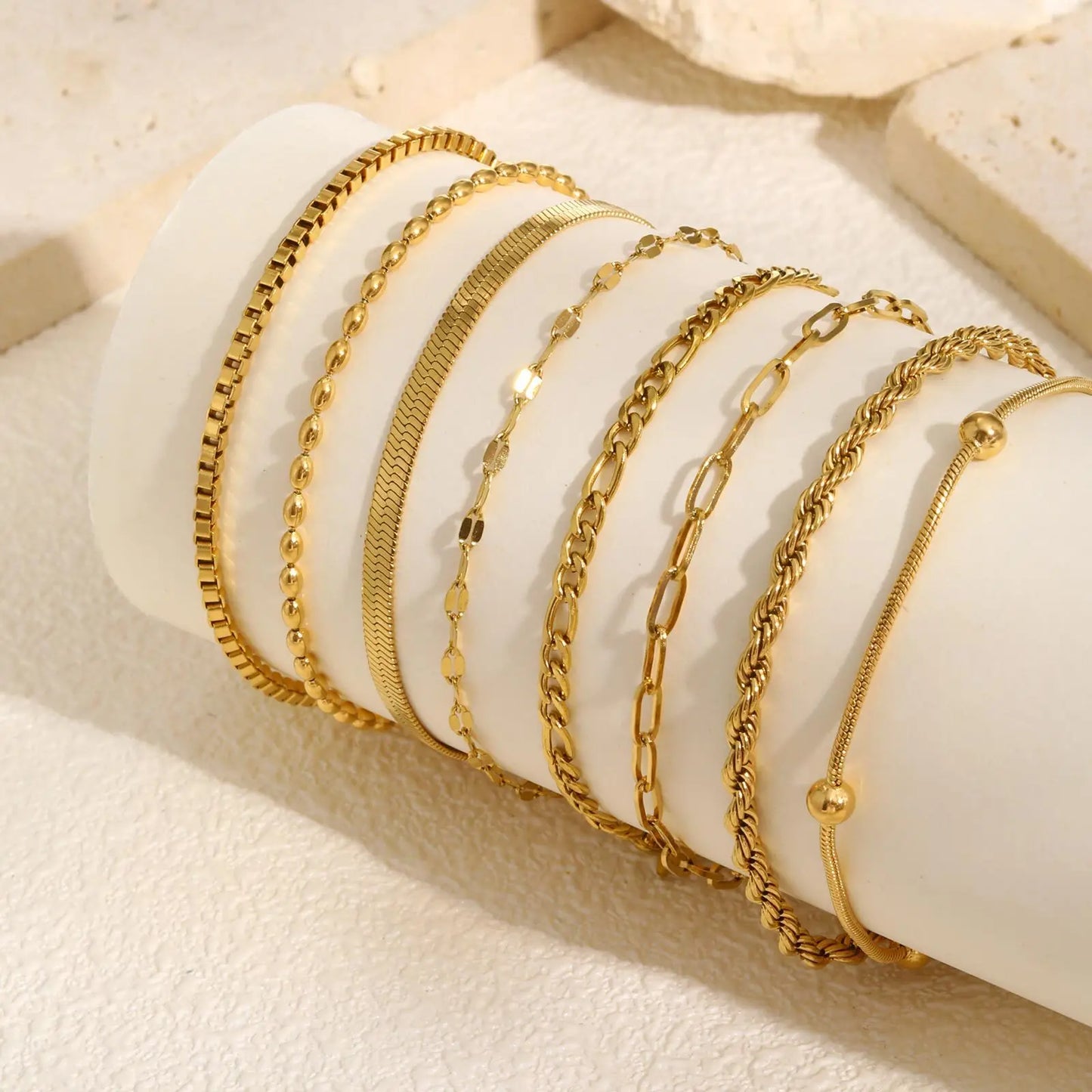 Stainless Steel Thin Chain Stackable Bracelet For Women