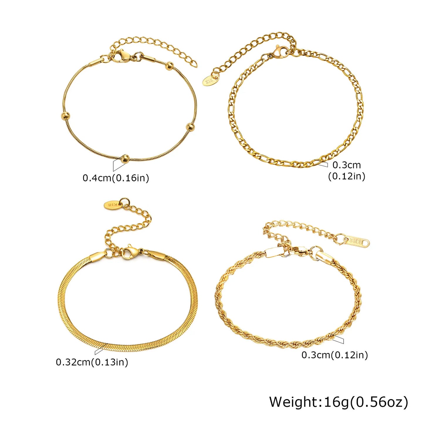 Stainless Steel Thin Chain Stackable Bracelet For Women