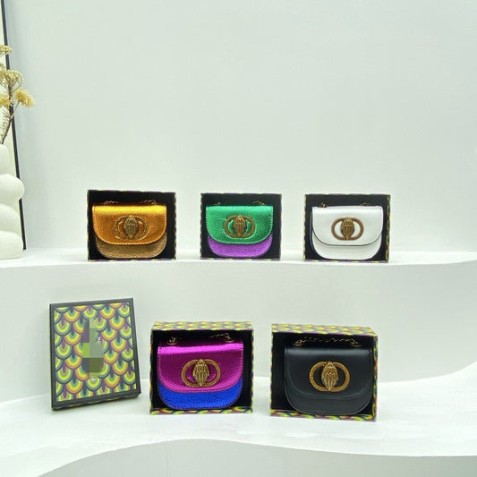 Mini Crossbody Phone Bag Glossy Wipeable Buckle Closure