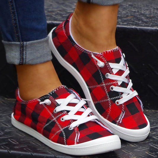 Plaid Flat Sole Outdoor Skateboard Shoes Lightweight