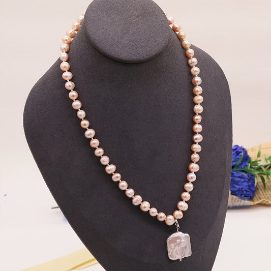 Handmade Freshwater Pearl Necklace With Baroque Pendant Gift Box