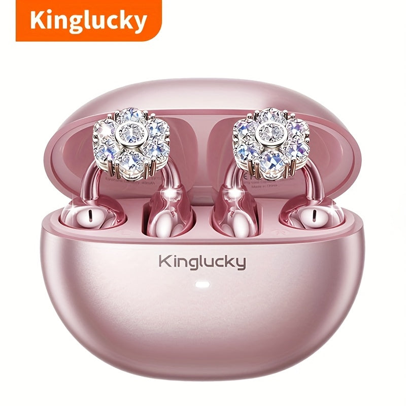 Kinglucky I121 Wireless Earbuds With Detachable Gemstone Earrings Bluetooth 5.4 HiFi Stereo ANC For Exercise Outdoors