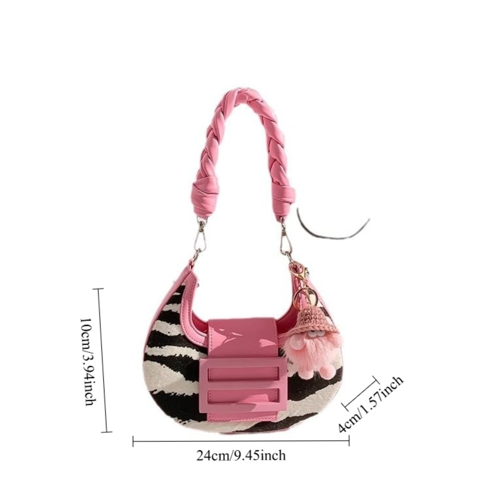 Zebra Print Mini Handbag With Snap Closure