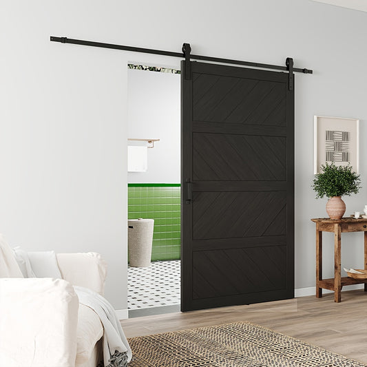 Tenoner Sliding Barn Door Hardware Kit With Wave Pattern
