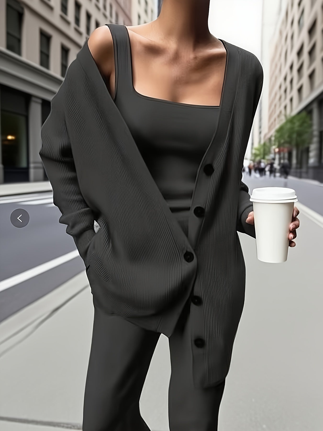 SCACTO Women's Casual Three Piece Set Jacket Vest Pants