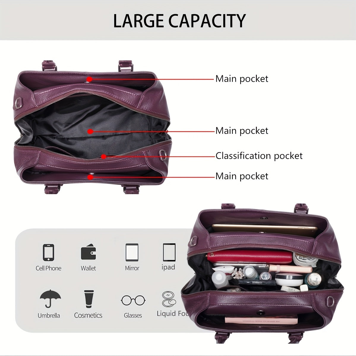 Genuine Leather Satchel Handbag For Women With Top Handle