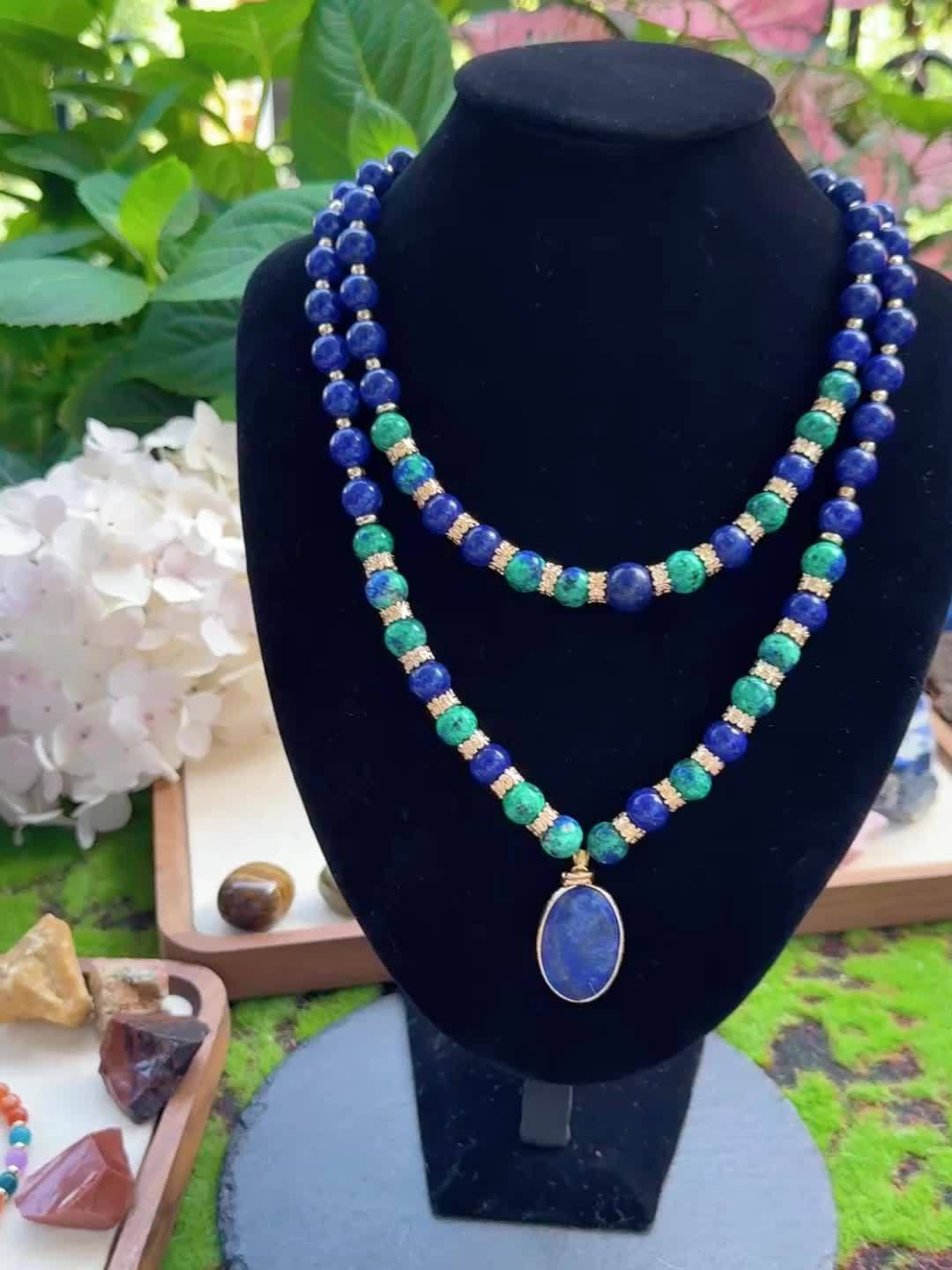 Lapis Lazuli Double Layer Necklace Boho Jewelry