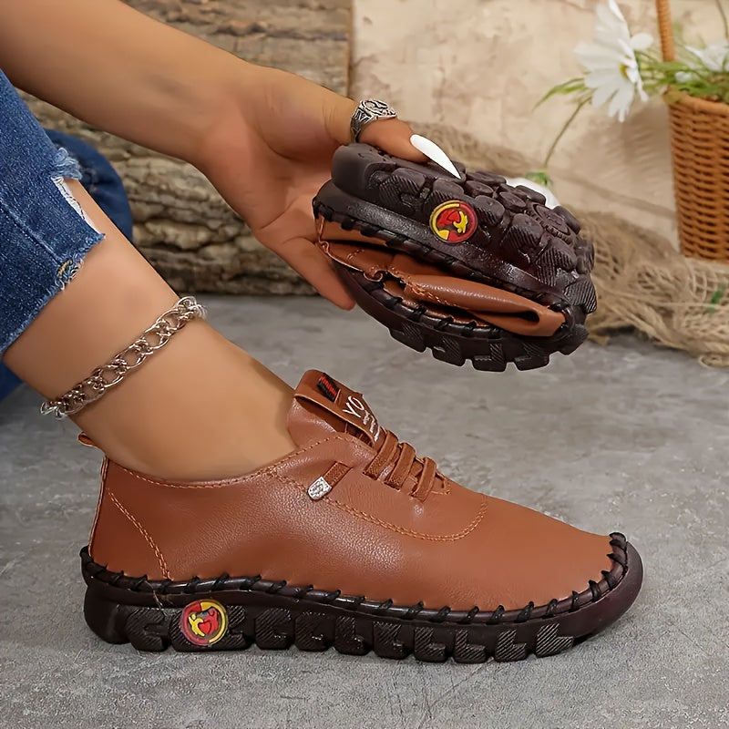 CEDUOOUO All Season Casual Sneakers For Women Round Toe PU