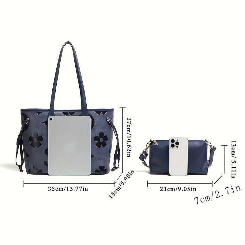 Monogram Tote Bag For Women In Faux Leather With Buckle