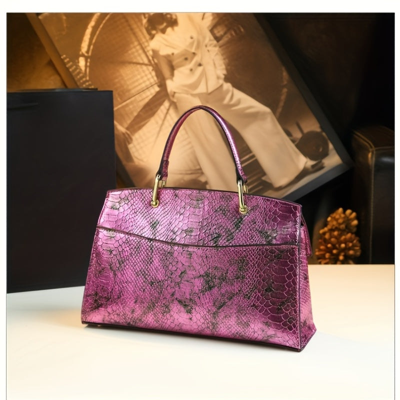 Genuine Leather Handbag With Zipper Closure Crossbody Shoulder Bag