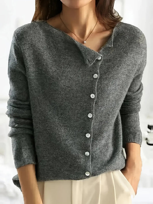 Single-Breasted Cardigan Sweater Blazer-Like Jacket For Casual Or Formal Wear