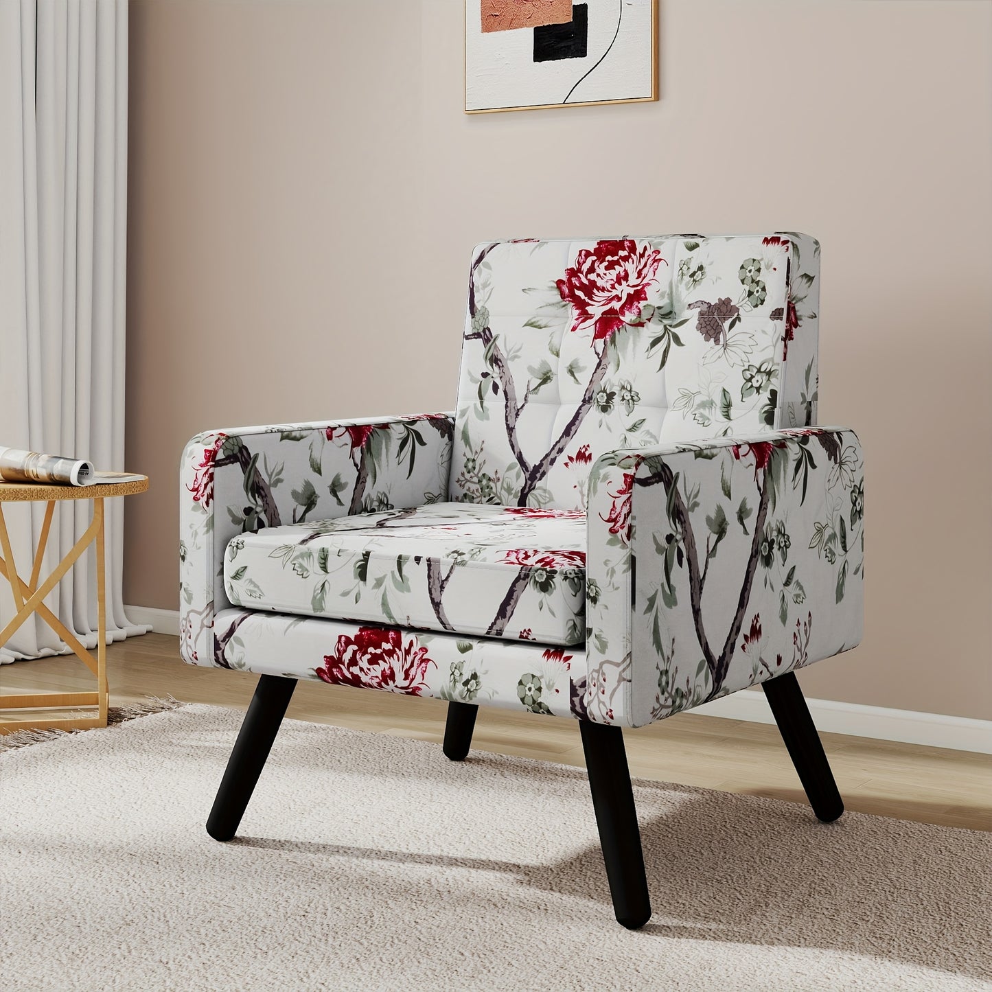 KROFEM Accent Chair Mid-Century Modern With Ergonomic Backrest