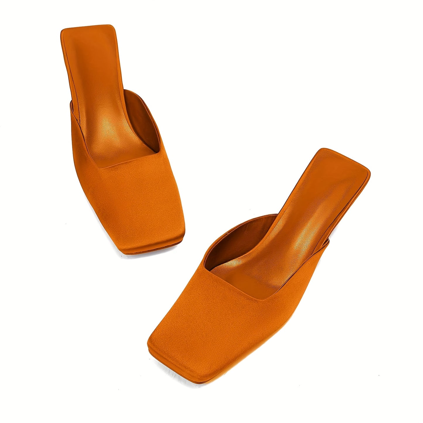 MIKARKA Satin Mules With Square Toe Kitten Heel Non Slip