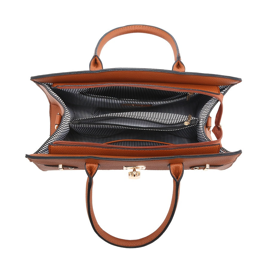 Women's Handbag And Wallet Set With Adjustable Crossbody Strap And Swivel Lock Closure