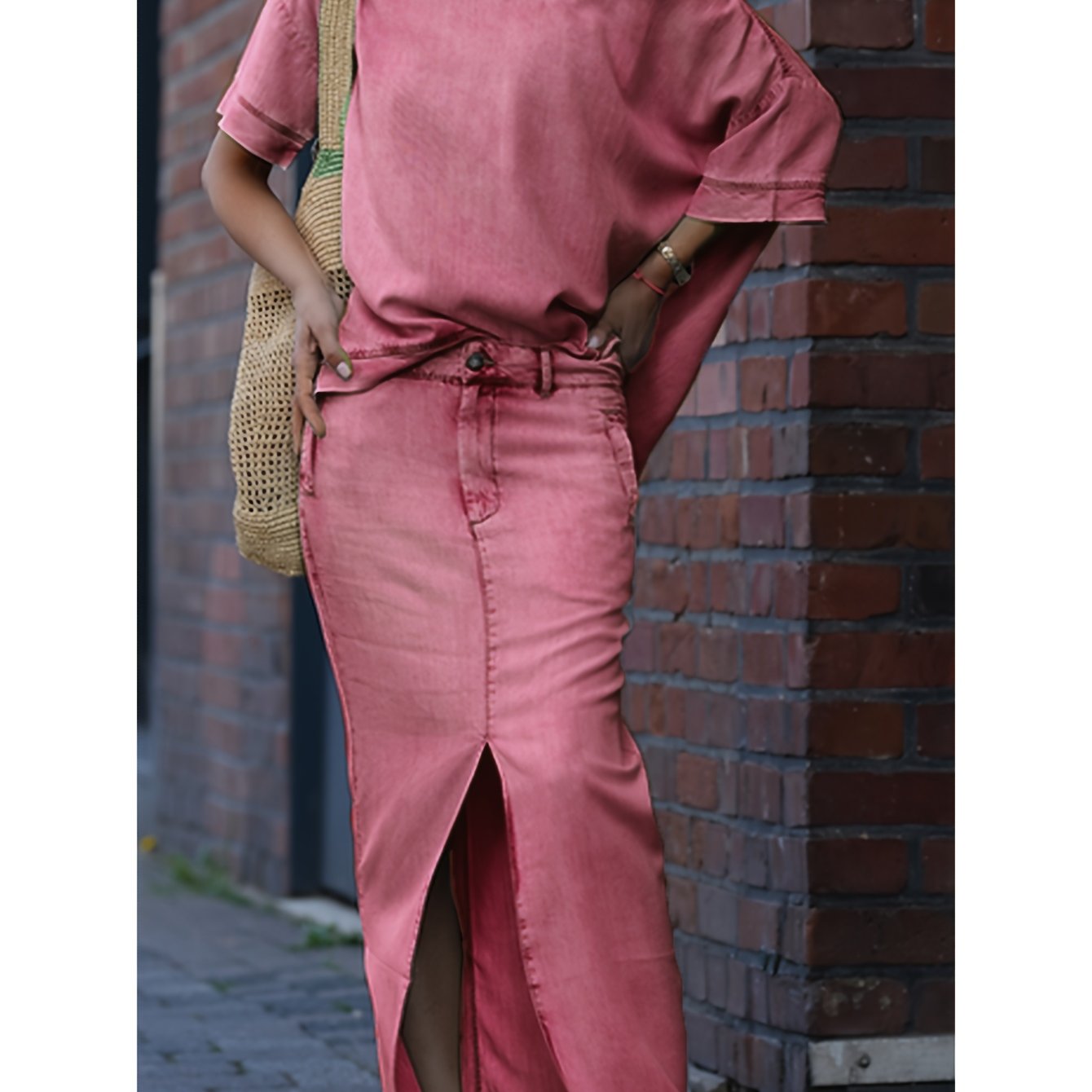 Denim Off-Shoulder Skirt Two-Piece Set For Spring Summer