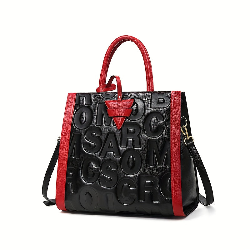 Genuine Cowhide Handbag And Crossbody With Adjustable Strap Zipper Closure