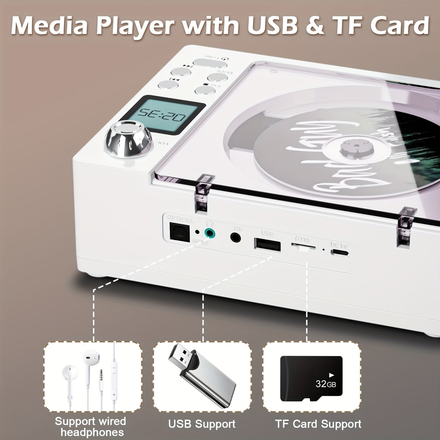 M-AMAZUP CD Player With Bluetooth USB FM Radio