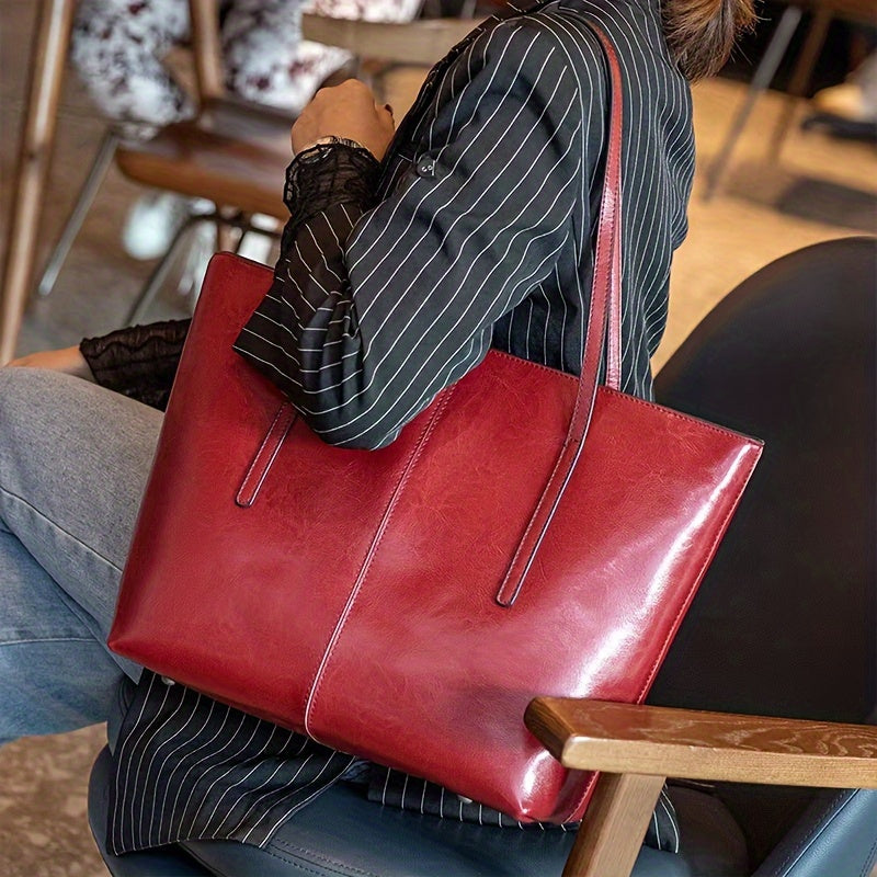 Genuine Leather Vintage Slit Tote Bag With Top Handle