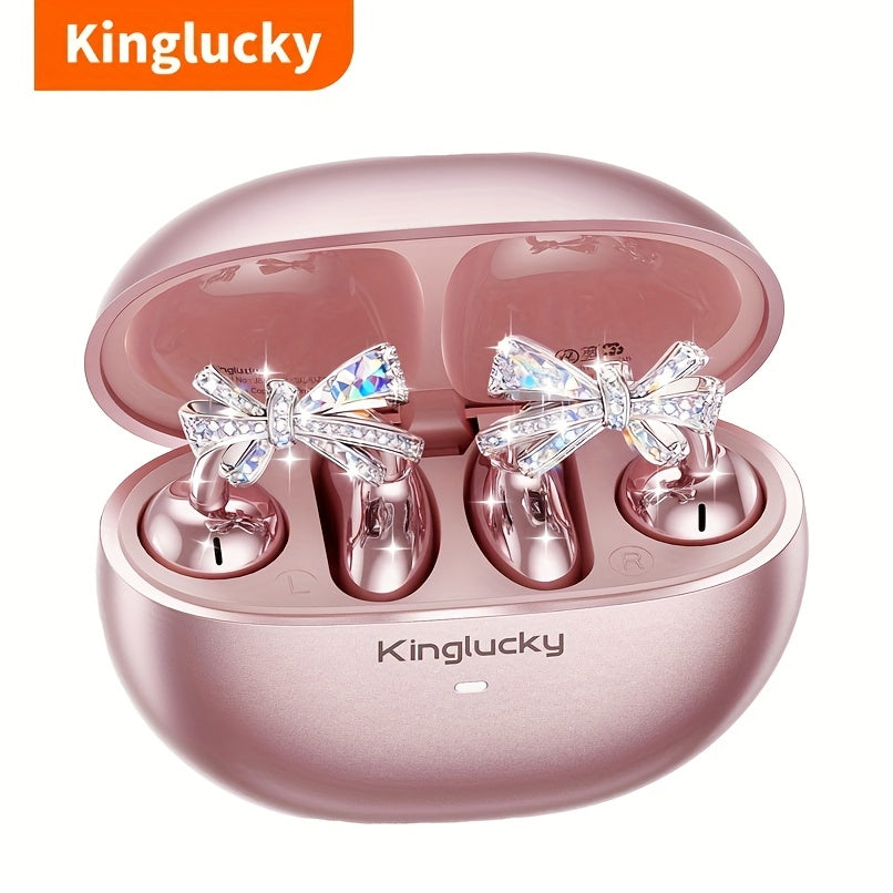 Kinglucky I121 Wireless Earbuds With Detachable Gemstone Earrings Bluetooth 5.4 HiFi Stereo ANC For Exercise Outdoors