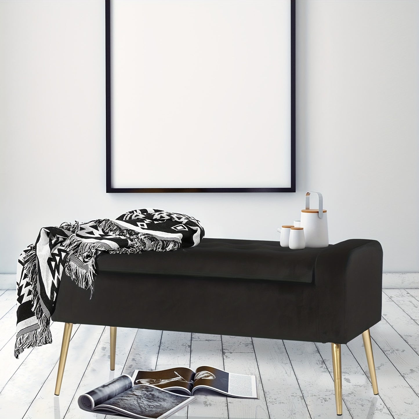 Contemporary Tufted Upholstered Ottoman Bench Featuring Generous Underseat Storage