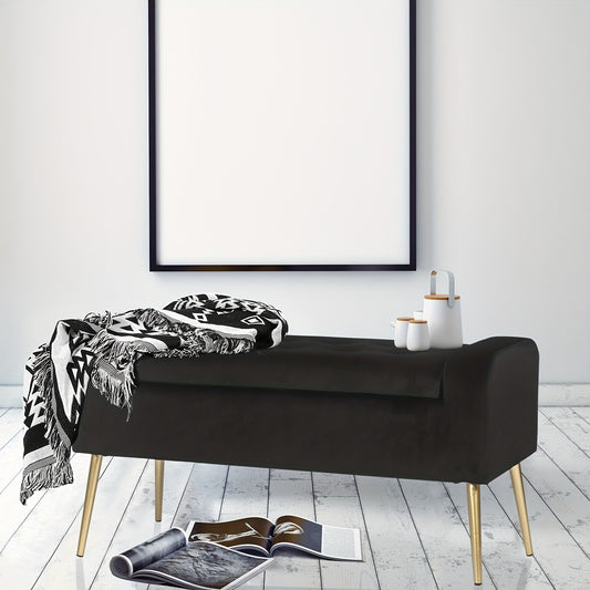 Contemporary Tufted Upholstered Ottoman Bench Featuring Generous Underseat Storage