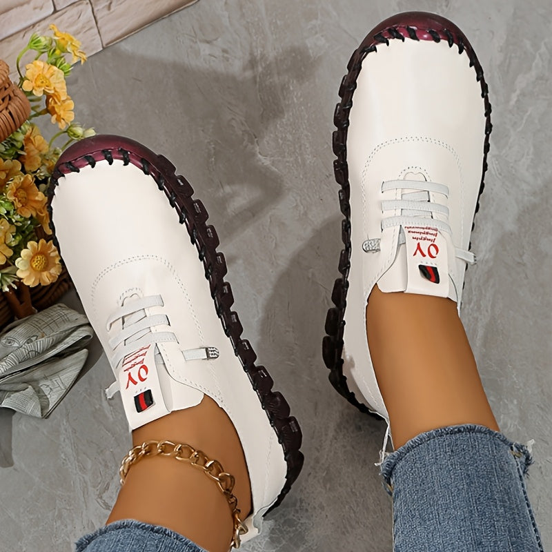 CEDUOOUO All Season Casual Sneakers For Women Round Toe PU