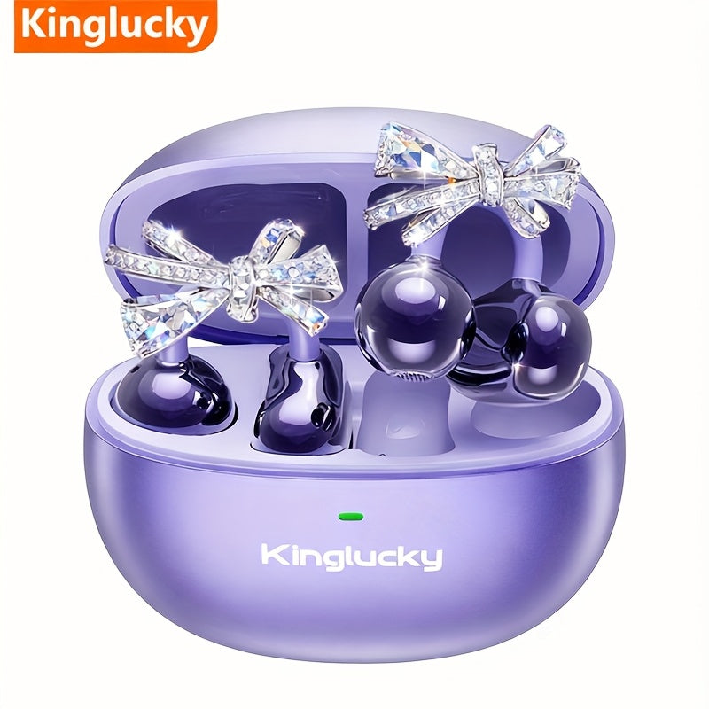 Kinglucky I121 Wireless Earbuds With Detachable Gemstone Earrings Bluetooth 5.4 HiFi Stereo ANC For Exercise Outdoors