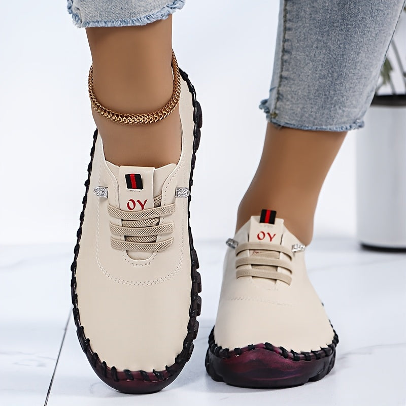 CEDUOOUO All Season Casual Sneakers For Women Round Toe PU