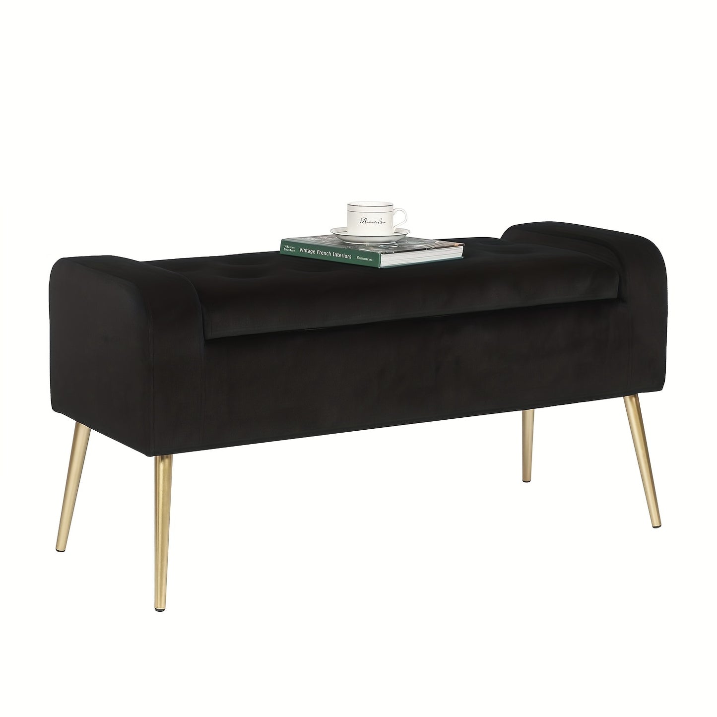 Contemporary Tufted Upholstered Ottoman Bench Featuring Generous Underseat Storage
