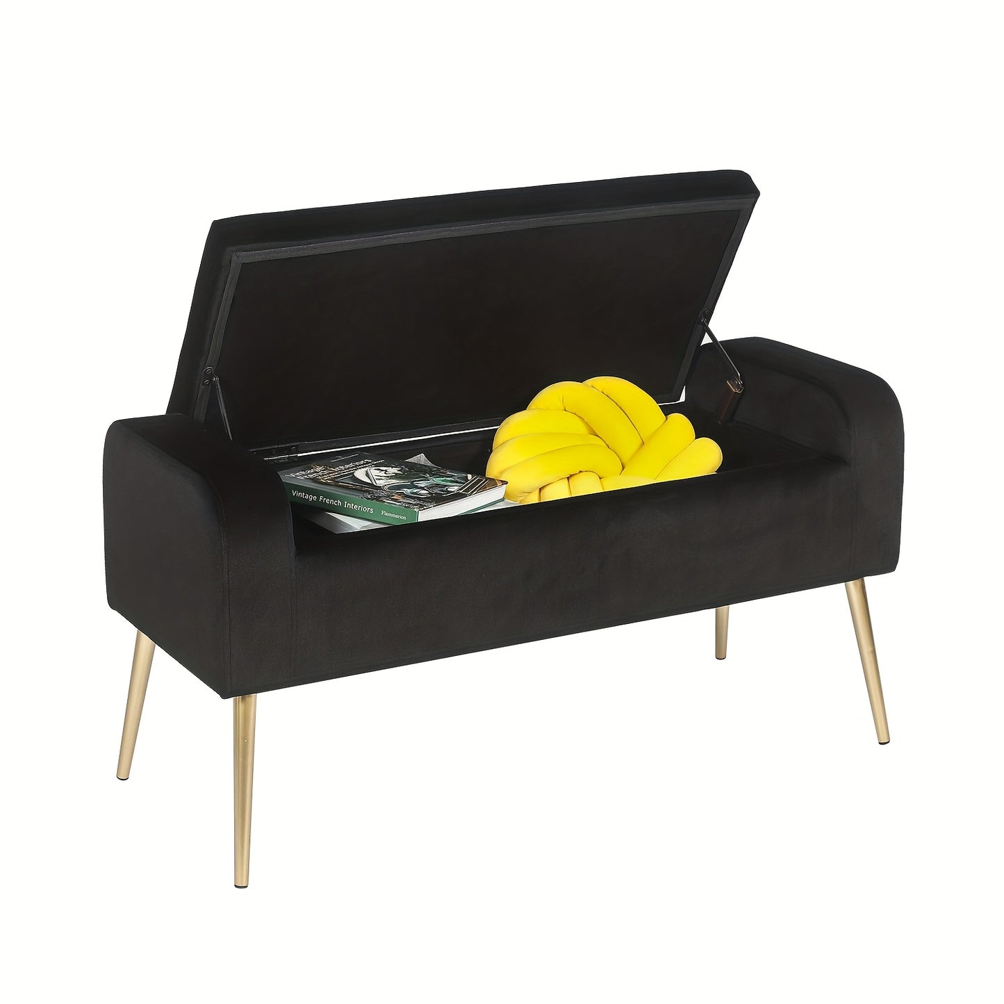 Contemporary Tufted Upholstered Ottoman Bench Featuring Generous Underseat Storage