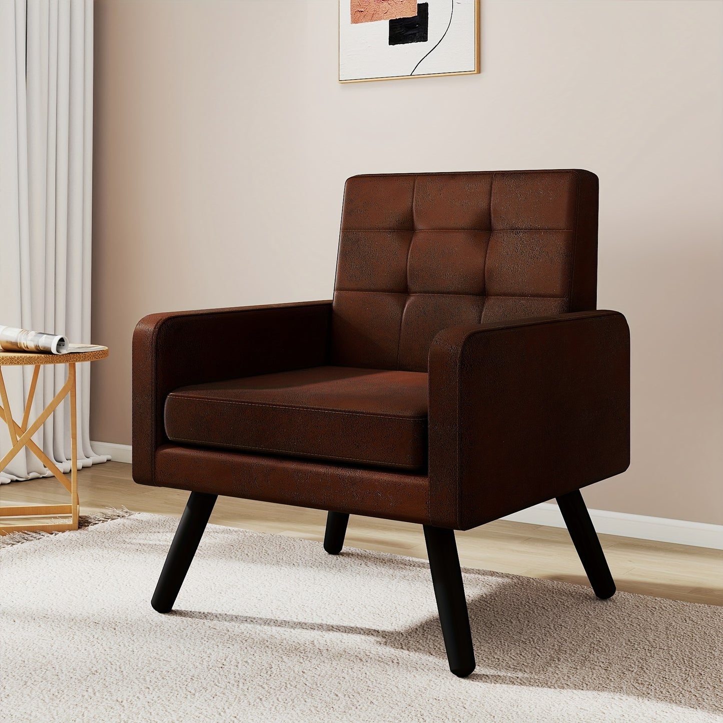 KROFEM Accent Chair Mid-Century Modern With Ergonomic Backrest